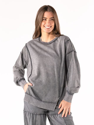 Simply Southern Mineral Wash Crewneck Black
