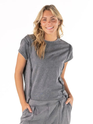 Simply Southern mineral wash modal jersey tee in black