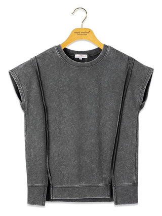Simply Southern mineral wash modal jersey tee in black, alternate view