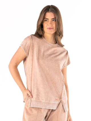 Simply Southern mineral wash modal jersey tee in Flower