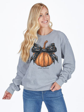 Simply Southern Pumpkin Bow Crewneck Heather Gray