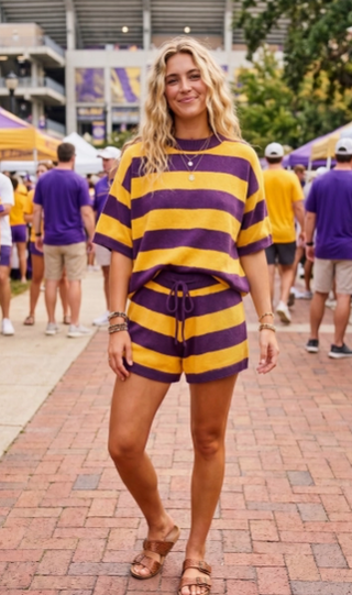 Gameday Striped Lightweight Sweater Lounge Set