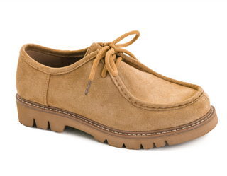 Fall For It Camel Lace Up Suede Loafer