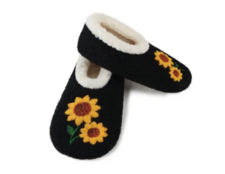 Snoozies Large Embroidered Sunflower Slippers