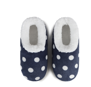 Snoozies Navy Polka Dot Slippers