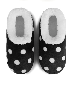 Snoozies Black Polka Dot Slippers