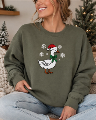 Christmas Goose Embroidered Sweatshirt