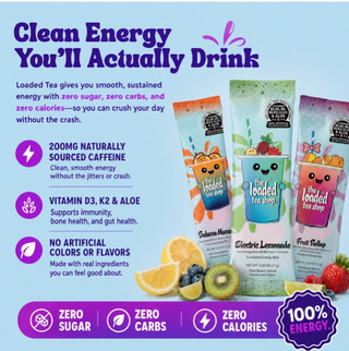 The Loaded Tea Shop sugar-free energy drink mix packet
