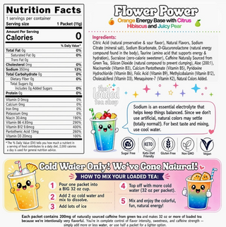 The Loaded Tea Shop Flower Power energy drink mix packet
