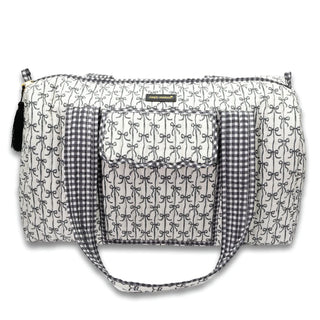 Simply Southern quilted duffel bag in black bow print