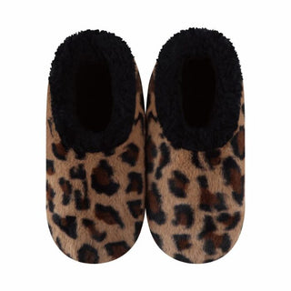 Snoozies Spot On Black Leopard Slippers