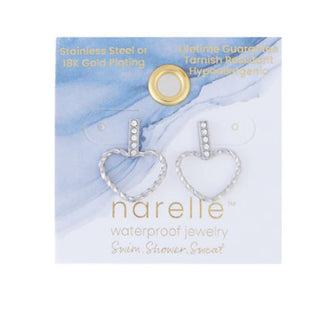 Howard's Narelle Waterproof Heart Outline Bar Stud Earrings Silver