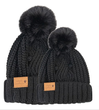 Simply Southern Mommy & Me Beanie Set Black