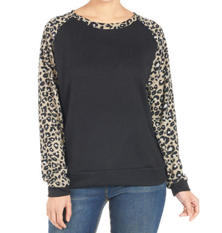 Coco + Carmen Addie Sweatshirt Black and Animal 2139041