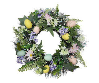 Daisies & Eggs Wreath 22”
