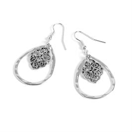 Whispers Silver Flower Teardrop Earrings WN004559