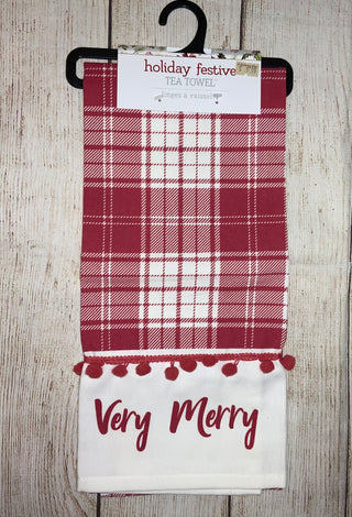Holiday Festive Tea Towel Very Merry