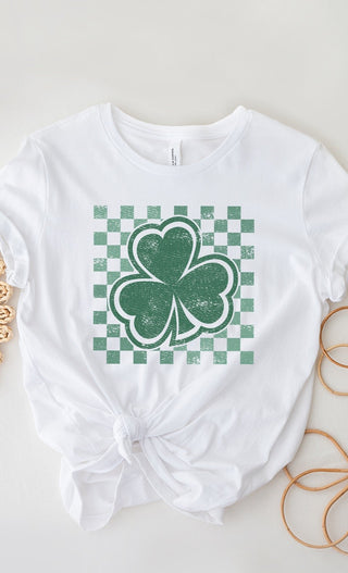 Kissed Apparel Checkered Lucky Shamrock T-Shirt