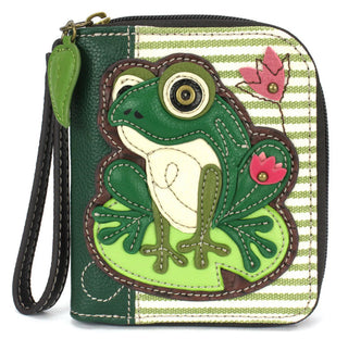 Chala Zip Around Wallet Lily Frog Green Stripe 839