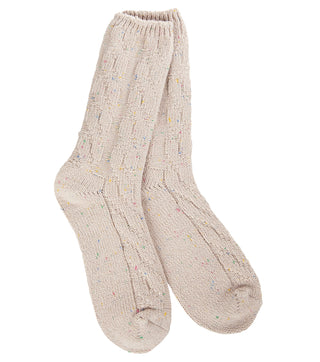 World’s Softest Socks Weekend Ragg Cable Crew Oatmeal Confetti