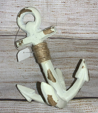 Iron White Anchor Decor