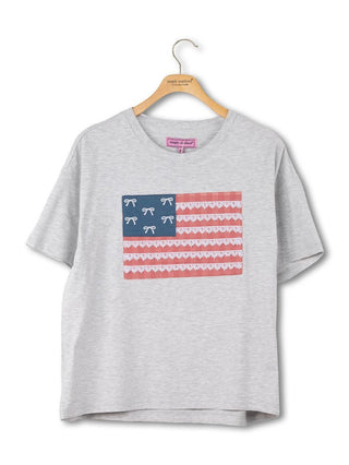 Simply Southern Flag Applique Tee Light Heather