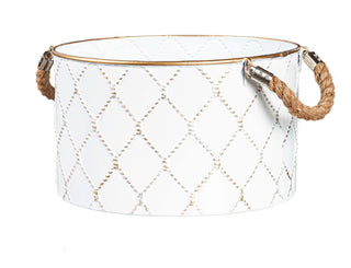 Metal Storage Bucket w/Rope Handle