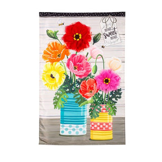 Poppies & Painted Cans Applique’ Garden Standard House Flag