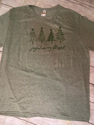 Joyful. Merry. Blessed Tree Graphic T-shirt