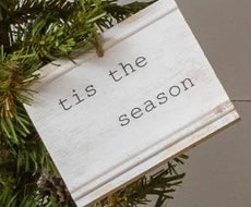 White Beadboard Winter Quotes Ornament