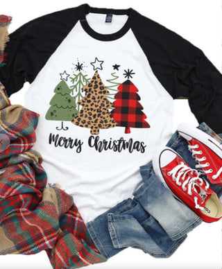 Merry Christmas Leopard Tree Kids Graphic T-Shirt