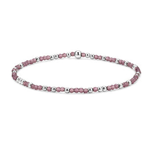 My Fun Colors Crystal Beaded Bracelet Amethyst Silver