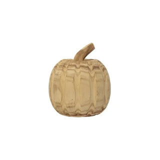 Paulownia Wood 5.5” Hand Carved Pumpkin