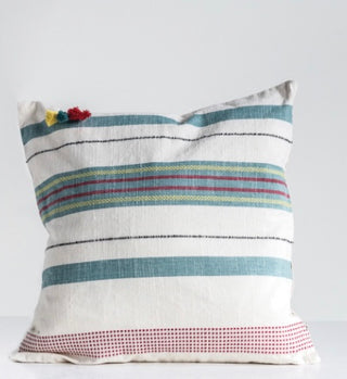 Hand Woven Striped Pillow w/Tassels