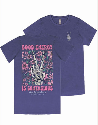 Simply Southern Good Energy Short Sleeve Tee Navy Wash
