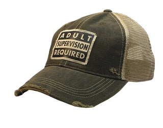 "Adult Supervision Required" Distressed Trucker Cap