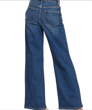 Zenana Dark Wash Wide Leg Denim Pants 9586DD