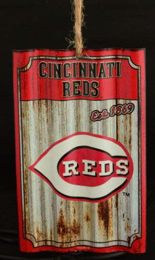 Cincinnati Reds Metal Corrugated Ornament