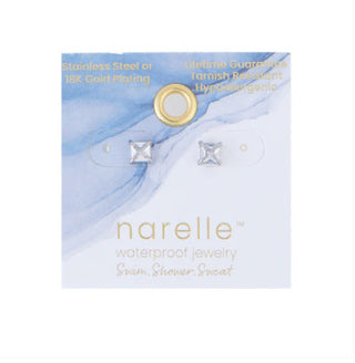 Howard's Narelle Waterproof 5mm Square Cubic Zirconia Stud Earrings Silver