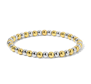 My Fun Colors Fashion Fortunes 5mm Silver & Gold Round Bead Bracelet Medium