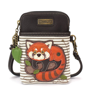 Chala 827 Cellphone Crossbody Red Panda Gray Stripe