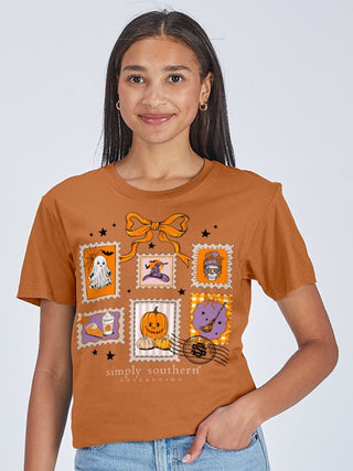 Simply Southern Short Sleeve Fall Stamp T-Shirt Caramel