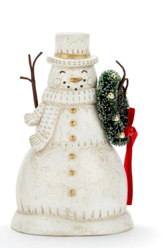 Paper Pulp Snowman w/Wreath