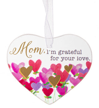Glass Heart Mom Ornament