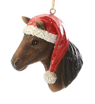 Horse head w/Santa Hat Ornament