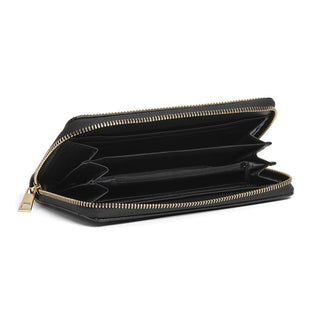 Coco + Carmen Artisan Beaded Wallet Black Flower