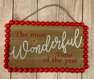 Beaded Christmas Wall Sign The Most Wonderful Time of the Year