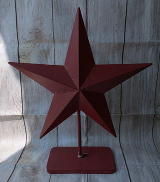 Red Metal Star on Stand