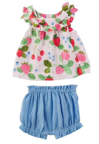 Mudpie Berry Patch Pinafore Set