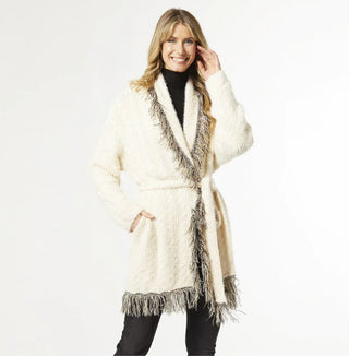 Coco & Carmen Ramona Cardigan with Fringe Ivory